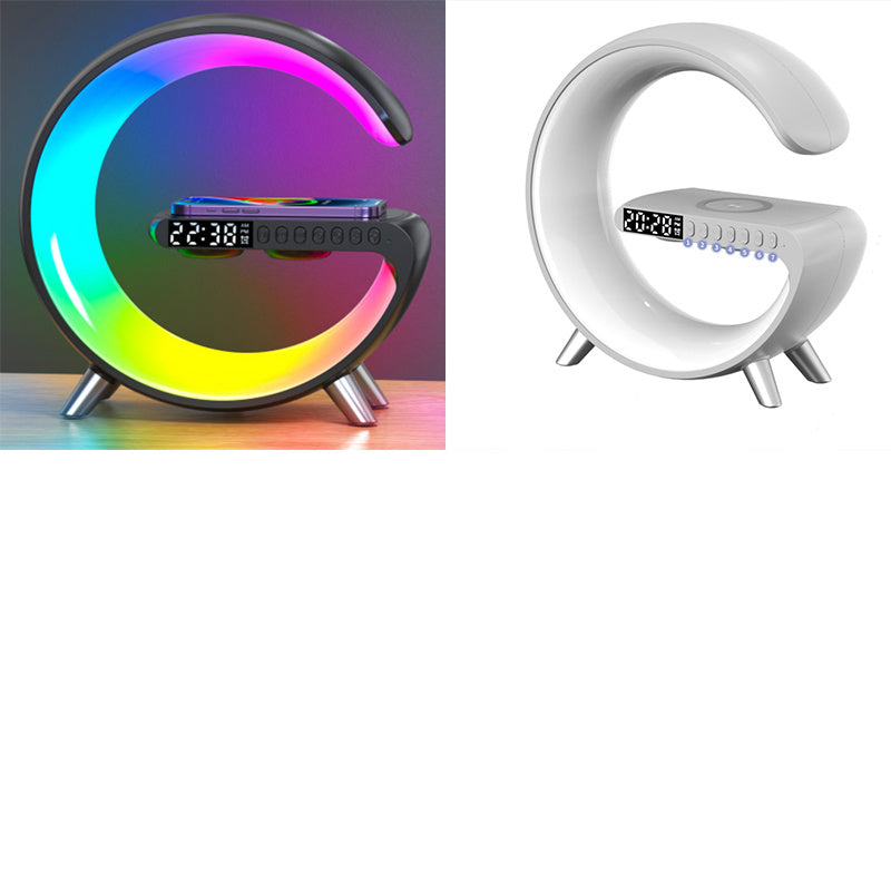 Smart G-Shaped LED Lamp: Bluetooth Speaker & Wireless Charger with App Control